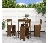 vidaXL Mesa y taburetes altos de jardín 5 pzas madera pino marrón miel