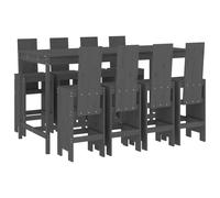 vidaXL Mesa y taburetes altos jardín 9 pzas madera maciza de pino gris