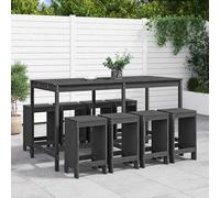 Mesa Y Taburetes Altos Jardín 9 Pzas Madera Maciza De Pino Gris Vidaxl