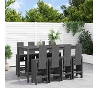 vidaXL Mesa y taburetes altos jardín 9 pzas madera maciza de pino gris