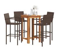 vidaXL Mesa y taburetes de jardín 5 pzas madera acacia ratán PE marrón