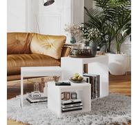 vidaXL Mesas apilables 3 piezas madera contrachapada blanco