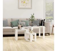 vidaXL Mesas apilables 3 piezas madera contrachapada blanco brillante