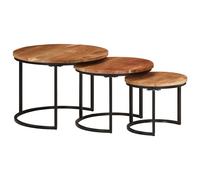vidaXL Mesas apilables 3 piezas madera maciza de acacia