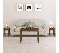 vidaXL Mesas apilables 3 piezas madera maciza de pino marrón miel