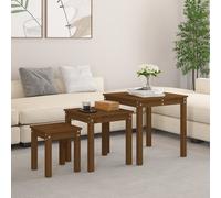 vidaXL Mesas apilables 3 piezas madera maciza de pino marrón miel