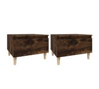Vidaxl Mesas Auxiliares 2 Uds Contrachapada 50x46x35 Cm Blanco Negro Blanco Brillante y Mas Mesa de Sofá Mesa de Entrada para Salón Consola de Entrada Mueble Recibidor Mesita Mesa Auxiliar Salon Smoke
