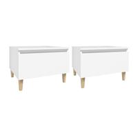Vidaxl Mesas Auxiliares 2 Uds Contrachapada 50x46x35 Cm Blanco Negro Blanco Brillante y Mas Mesa de Sofá Mesa de Entrada para Salón Consola de Entrada Mueble Recibidor Mesita Mesa Auxiliar Salon White