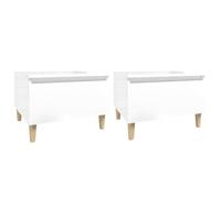 Vidaxl Mesas Auxiliares 2 Uds Contrachapada 50x46x35 Cm Blanco Negro Blanco Brillante y Mas Mesa de Sofá Mesa de Entrada para Salón Consola de Entrada Mueble Recibidor Mesita Mesa Auxiliar Salon Brigh