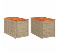 vidaXL Mesas Auxiliares de Jardín 2 uds, Mesitas Pequeñas de Centro, Mesas de Sofá, Muebles para Patio Balcón Terraza Porche, Ratán Madera Beige