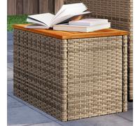 vidaXL Mesas auxiliares de jardín 2 uds ratán madera beige 55x34x37cm