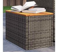 vidaXL Mesas auxiliares de jardín 2 uds ratán madera gris 55x34x37 cm