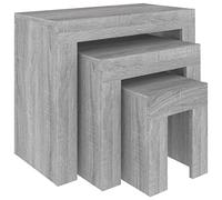 vidaXL Mesas Centro Apilables 3 Piezas Mesita Auxiliar Consola Lateral Salón Sofá Sala de Estar Muebles Mobiliario Madera Contrachapada Gris Sonoma