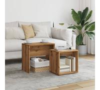 vidaXL Mesas de centro apilables 2 uds madera ingeniería roble artisan