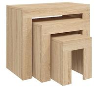 vidaXL Mesas de Centro Apilables 3 Piezas Auxiliar Consola Mesita Salón Lateral Té Café Sofá Sala de Estar Muebles Contrachapada Roble Sonoma