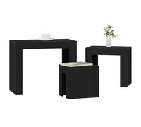 vidaXL Mesas nido 3 piezas Roble negro – Madera de ingeniería, apilables, diseño moderno