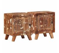vidaXL Mesilla de noche 2 uds 40x32x46 cm madera maciza reciclada
