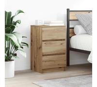 vidaXL Mesilla de Noche con 3 cajones Roble Artesanal 39x35x65 cm, mesilla de Noche, mesita Auxiliar para Dormitorio, Muebles de Dormitorio