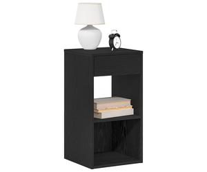 vidaXL Mesilla de noche con cajón roble negro 35x34x66,5 cm