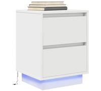 vidaXL Mesilla de noche con luces LED blanca 38x34x50 cm