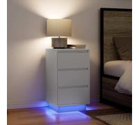 vidaXL Mesilla de noche con luces LED blanca 38x34x65 cm