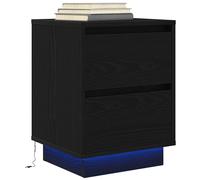 vidaXL Mesilla de noche con luces LED negra 38x34x50 cm