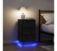 vidaXL Mesilla de noche con luces LED negro38x34x65 cm