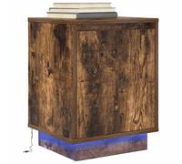 vidaXL Mesilla de noche con luces LED roble ahumado 38x34x50 cm