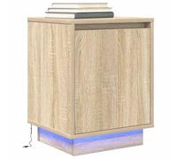 vidaXL Mesilla de noche con luces LED roble Sonoma 38x34x50 cm