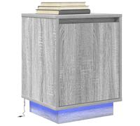 vidaXL Mesilla de noche con luces LED Sonoma gris 38x34x50 cm