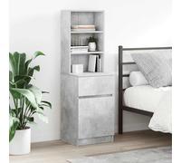 vidaXL Mesilla de noche gris hormigón 39x35x125cm madera de ingeniería