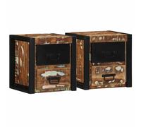 vidaXL Mesilla de noche multicolor 40x35x40 cm madera maciza reciclada en 1 uds o 2 uds | cómodas modernas ergonómicas para comedor cocina salón hogar
