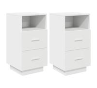 vidaXL Mesillas de Noche 2 uds con 2 cajones Blanco 36x36x68 cm, mesilla de Noche, mesita Auxiliar para Dormitorio, Muebles de Dormitorio