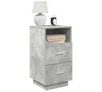 vidaXL Mesillas de noche 2 uds con 2 cajones gris cemento 36x36x68 cm
