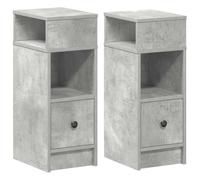 vidaXL Mesillas de noche 2 uds con cajón Gris hormigón 25x31x66 cm