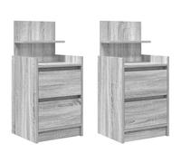 vidaXL Mesillas de noche con 2 cajones 2 uds 38x34x80 cm en color Roble Sonoma/Gris hormigón/Roble ahumado y más | cómodas modernas ergonómicas para comedor cocina salón hogar