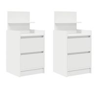 vidaXL Mesillas de noche con 2 cajones – Pack de 2 38x34x80 cm Blanco