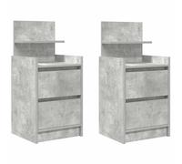 vidaXL Mesillas de noche con 2 cajones — 2 uds, gris hormigón, 38x34x80 cm