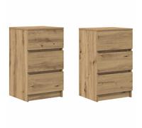 vidaXL Mesillas de noche con 3 cajones 2 uds 39x35x65 cm en color Gris sonoma/Blanco/Madera antigua y más | cómodas modernas ergonómicas para comedor cocina salón hogar