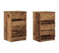 vidaXL Mesillas de noche con 3 cajones 2 uds 39x35x65 cm en color Gris sonoma/Blanco/Madera antigua y más | cómodas modernas ergonómicas para comedor cocina salón hogar