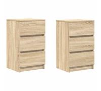 vidaXL Mesillas de noche con 3 cajones 2 uds 39x35x65 cm en color Gris sonoma/Blanco/Madera antigua y más | cómodas modernas ergonómicas para comedor cocina salón hogar