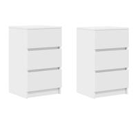 vidaXL Mesillas de noche con 3 cajones – 2 unidades Blanco 39×35×65 cm