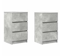 vidaXL Mesillas de Noche con 3 cajones 2 uds Gris hormigón 39x35x65 cm, mesilla de Noche, mesita Auxiliar para Dormitorio, Muebles de Dormitorio