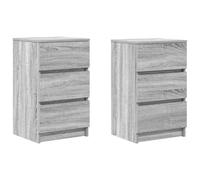 vidaXL Mesillas de noche con 3 cajones 2 uds gris Sonoma 39x35x65 cm