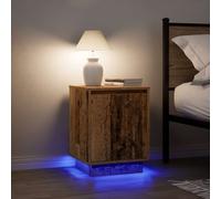 vidaXL Mesillas de noche con luces LED 2 uds madera vieja 38x34x50 cm