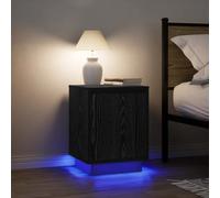 vidaXL Mesillas de noche con luces LED 2 uds negro 38x34x50 cm