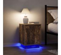 vidaXL Mesillas de Noche con Luces LED 2 uds Roble Ahumado 38x34x50 cm