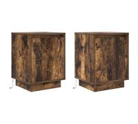 vidaXL Mesillas de Noche con Luces LED 2 uds Roble Ahumado 38x34x50 cm