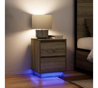 vidaXL Mesillas de noche con luces LED 2 uds roble sonoma 38x34x50 cm