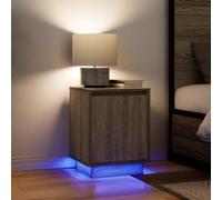 vidaXL Mesillas de noche con luces LED 2 uds roble sonoma 38x34x50 cm
